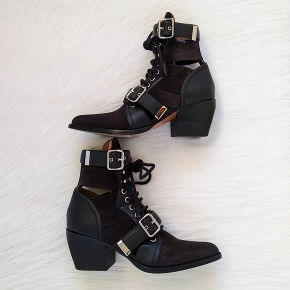 Chloe Rylee Black Suede And Leather Boots | 37.5 - Picture 2 of 16